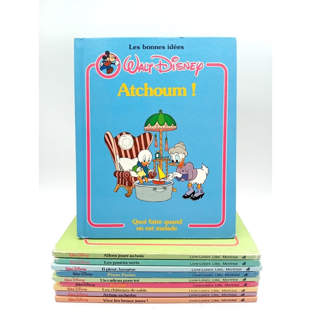 Vintage Walt Disney Les Bonnes Idées 10 French Book Lot Hardcover Mickey Donald